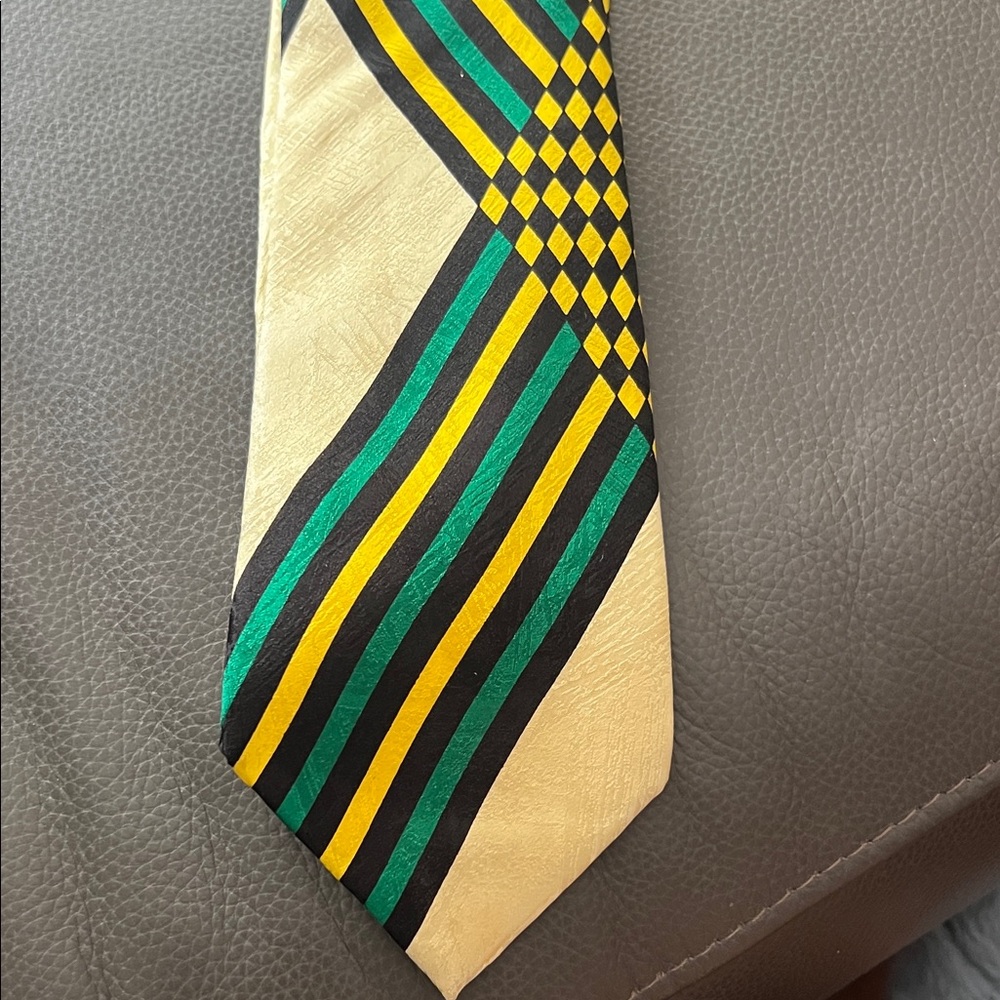 Striped Yellow and Green Men's Tie